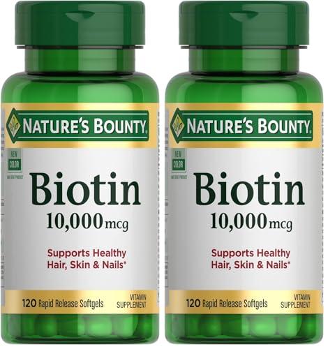Nature's Bounty Biotin Cabello, Piel y Uñas, 10,000 mcg (Doble Paquete)
