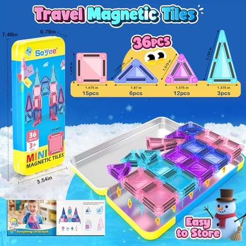 Mini Magnetic Tiles Kids Toys Travel Essential Games STEM Educational Toys