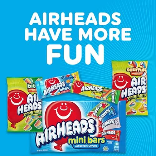 Airheads Full-Size Candy Bars, Assorted Taffy Variety Pack, 60 Count Box (S&S)