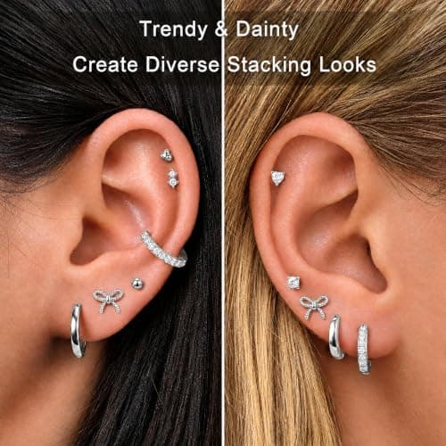 Set de Aretes con Poste Plano M MOOHAM para Mujer y Adolescentes