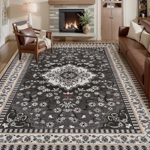 BLEUM CADE 5' x 7' Black Boho Washable Rugs for Living Room