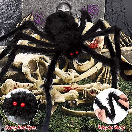 OCATO 200" Halloween Decorations Spider Web Outdoor +59" Giant Spider Décor