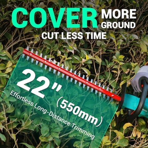 DCA 22 inch Hedge Trimmer Cordless 20V, 2800RPM Electric Bush Trimmer with Dual-Action Blade, 3/4" Cutting Capacity, 5.2 LBS Lightweight Bush Clipper, 180° Rotatable, 2.0Ah Battery & Charger Included