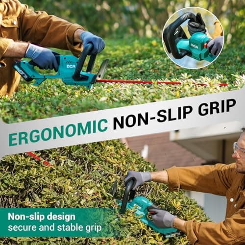 DCA 22 inch Hedge Trimmer Cordless 20V, 2800RPM Electric Bush Trimmer with Dual-Action Blade, 3/4" Cutting Capacity, 5.2 LBS Lightweight Bush Clipper, 180° Rotatable, 2.0Ah Battery & Charger Included