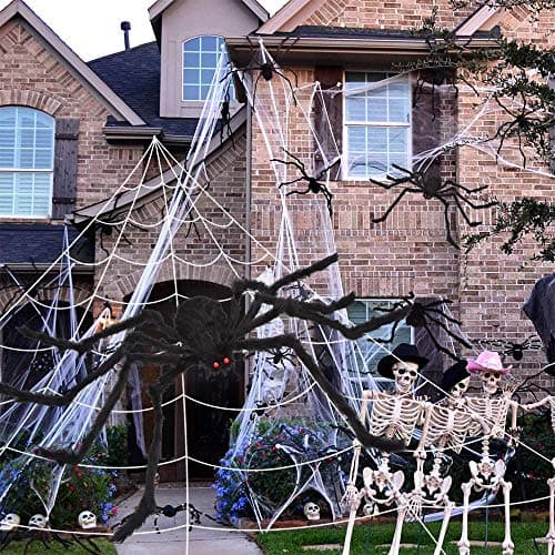 OCATO 200" Halloween Decorations Spider Web Outdoor +59" Giant Spider Décor
