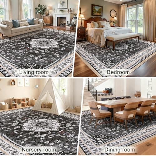 BLEUM CADE 5' x 7' Black Boho Washable Rugs for Living Room
