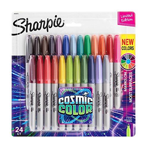 Sharpie Permanent Markers, Fine Point, Cosmic Color, Limited Edition, 24 Count - Art, Creative, Colorful Office Supplies