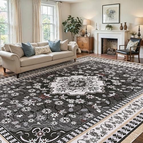 BLEUM CADE 5' x 7' Black Boho Washable Rugs for Living Room