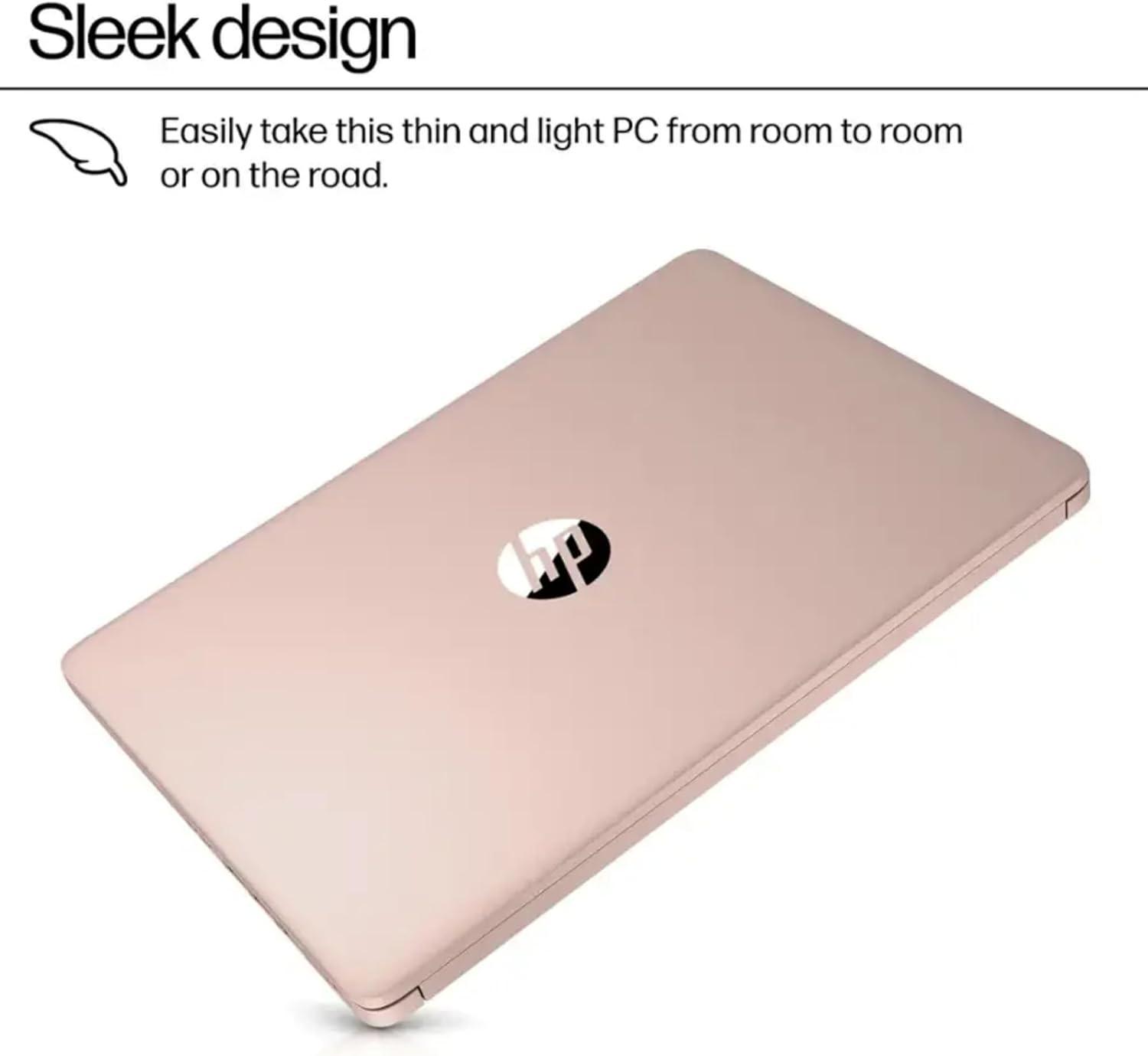 HP Rose Gold Ultrabook 14 Laptop with Office 365, Intel 4-Core CPU, 1.1TB Storage (1TB OneDrive and 64GB Emmc), 8GB RAM, Windows 11