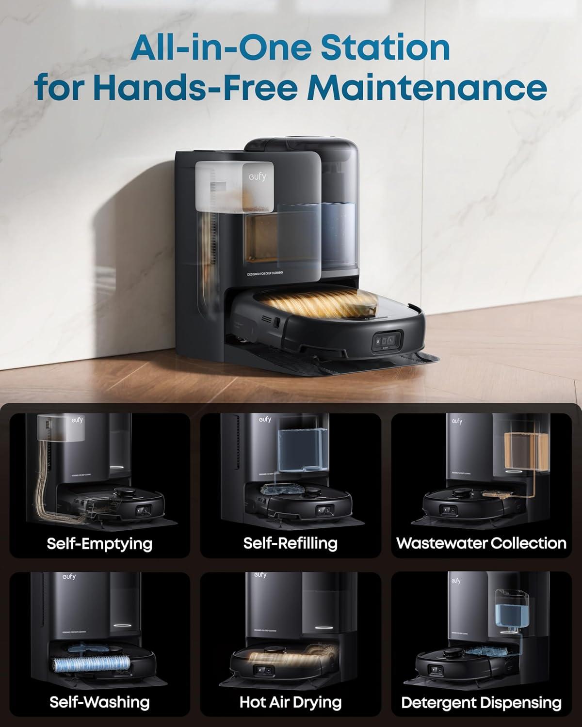 eufy Robot Vacuum E25, HydroJet System with Roller Mop, 20,000 Pa Turbo High Suction, All-in-One Robot Vacuum and Mop Combo for Home