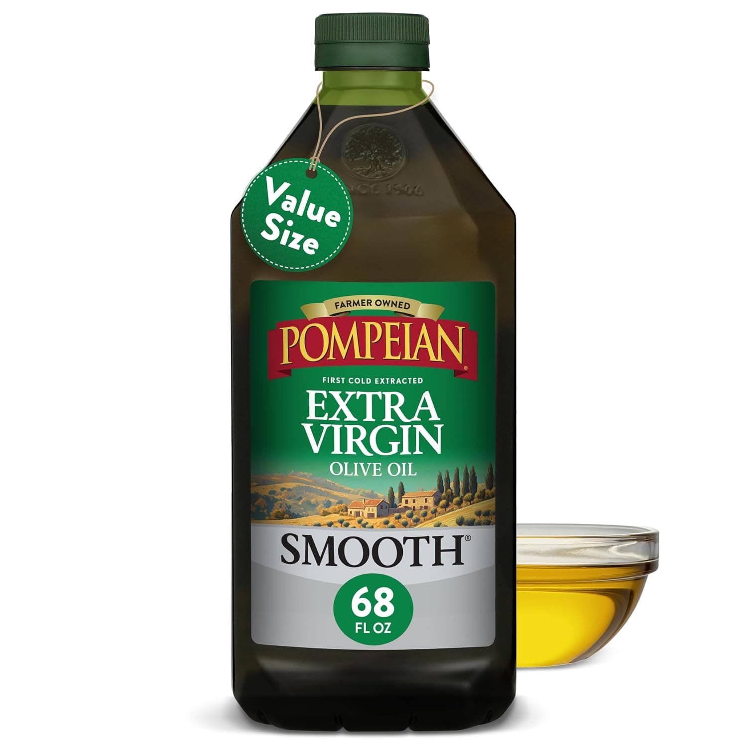 (S&S) Pompeian Smooth Extra Virgin Olive Oil - 68 fl oz (2 L)