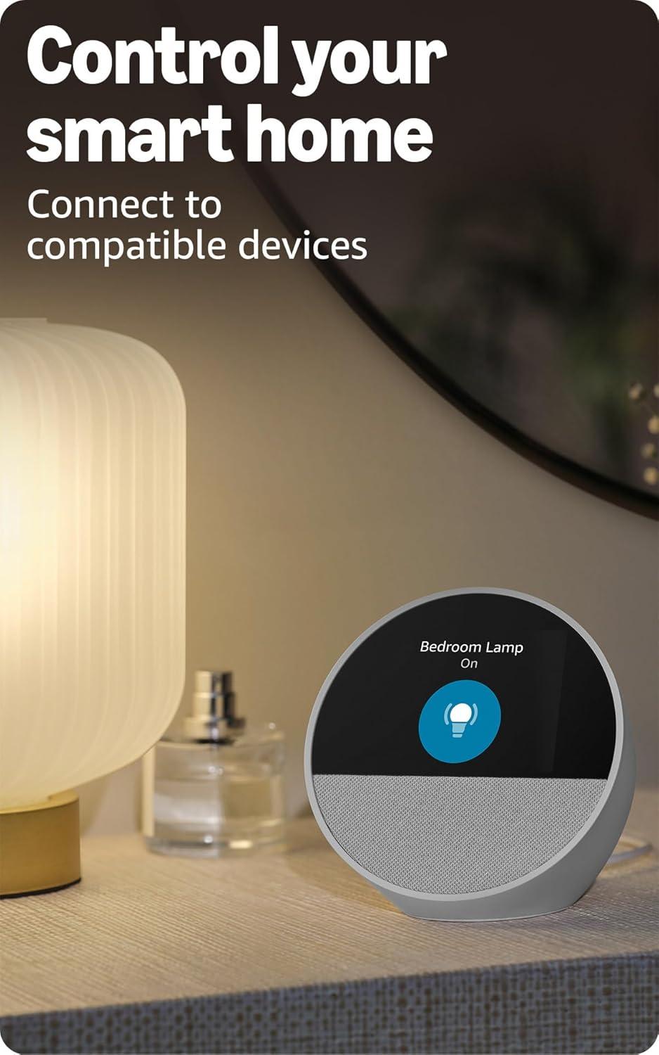 Amazon Echo Spot (newest model), Great for nightstands, offices and kitchens
