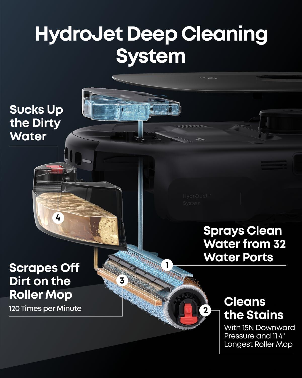 eufy Robot Vacuum E25, HydroJet System with Roller Mop, 20,000 Pa Turbo High Suction, All-in-One Robot Vacuum and Mop Combo for Home