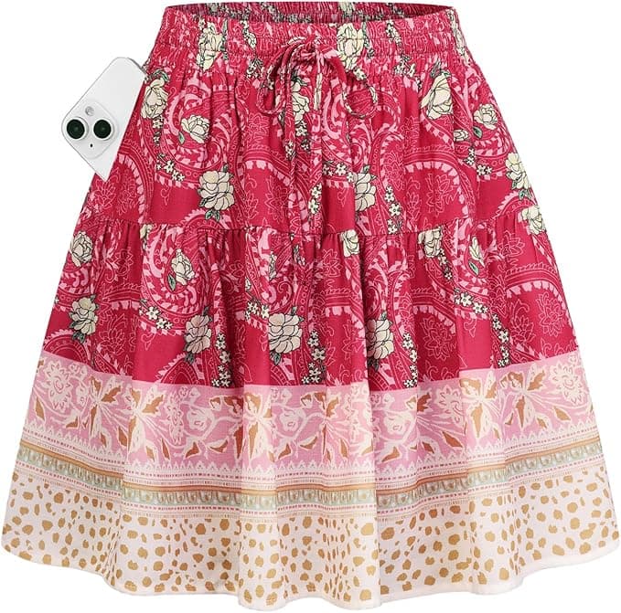 Kate Kasin Women's Boho Mini Skort with Pockets - 58% Off