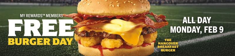 Carl's Jr.: Hamburguesa Desayuno Gratis para Miembros My Rewards el 9 de Febrero